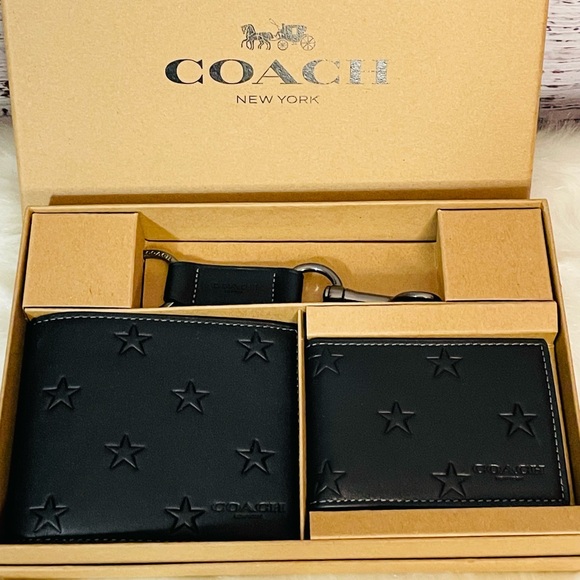New in box Men’s Coach 3 in 1 Wallet Gift Set with Star Print. - Picture 6 of 12